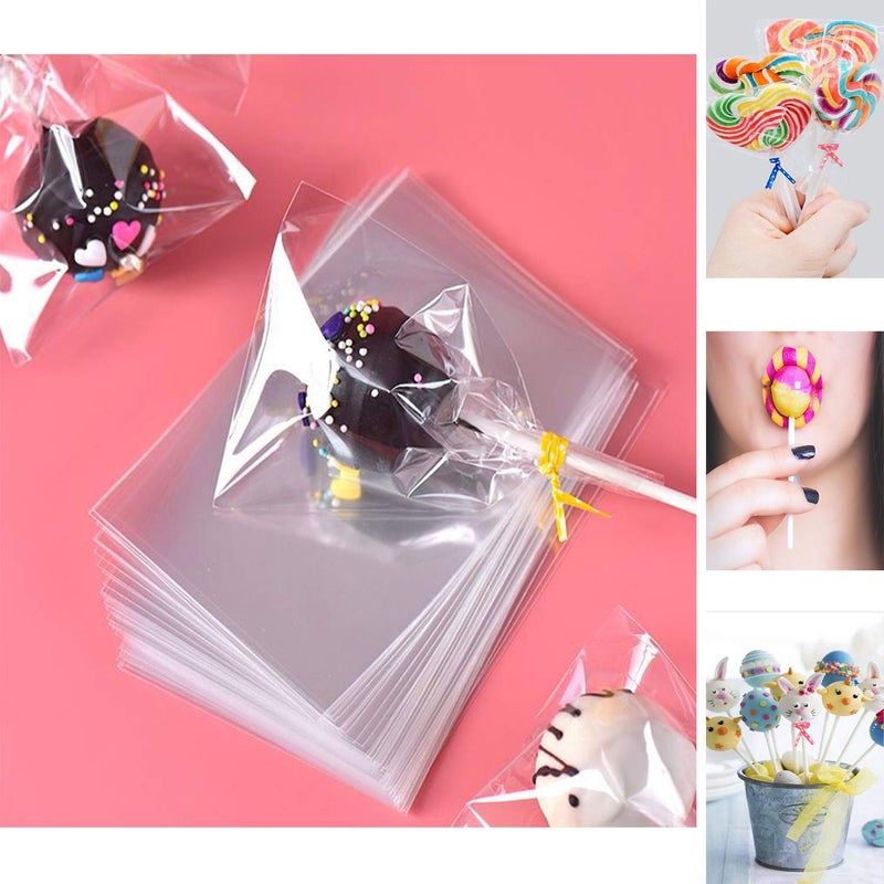 Repinsta Lollipop Cake Pop Treat Bag Set Including 100pcs Parcel Bags, Papery Treat Sticks, Colorful Metallic Twist Ties for Making Lollipops, Cake Pops, Candies, Chocolates and Cookies - Image 5